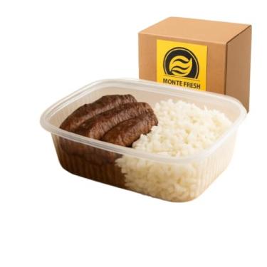 Imagem de Potes Retangulares Descartáveis, 350ml, Plástico Transparente, Tampa Vedante, Próprio para Freezer e Microondas, 50 Unidades