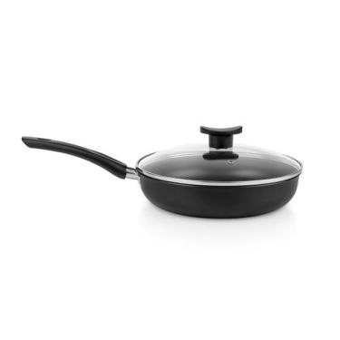Imagem de Frigideira 24cm Com tampa de Vidro Alumi-Aço Linha Premium J4TECH Alum