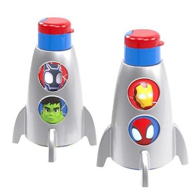 Imagem de Kit 2 Garrafas Foguete Desenho Spidey para Festa Infantil 320ml - Plas