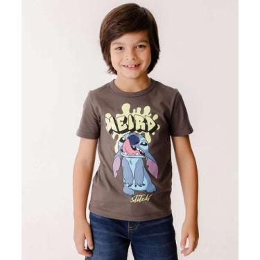 Imagem de Camiseta Infantil Manga Curta Stitch Disney Tam 4 a 10-42081, Cinza, 6