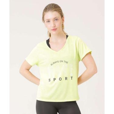 Imagem de Blusa Feminina Fitness Frase Manga Curta Marisa-33034, Verde, M
