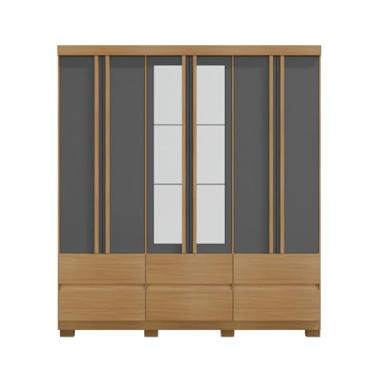 Imagem de Guarda Roupa Casal Vitória 6 Portas e 6 Gavetas Com Espelho EdeCasaMoveis