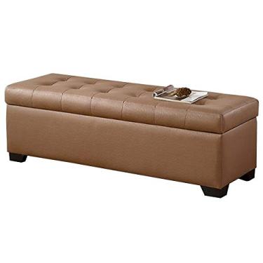 Imagem de FAMEOYA Banqueta para pés, banco de cama, banco de sofá, tecido de tecnologia confortável, armazenamento de grande capacidade, pode ser virado para quarto, sala de estar, casa, banco de troca de