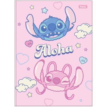 Imagem de Caderno Stitch Holográfico Brochura Colegial FORONI - 80 Folhas (Rosa)