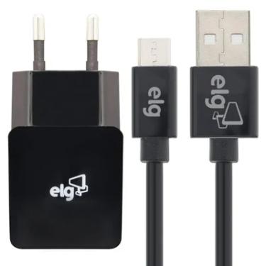 Imagem de Kit Carregador De Parede Universal, Com Cabo Micro Usb De 1 Metro, Carga Rápida 2.4a 12w, Preto, Kt510wc, Elg
