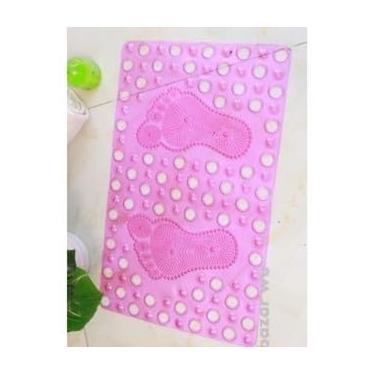 Imagem de Tapete Antiderrapante para Box Banheiro com Ventosas 40x70cm – Tapete de Chuveiro Massageador para Pés Segurança Antiescorregante (RosaQuadrado)