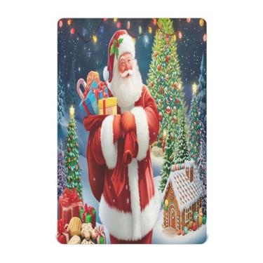 Imagem de Qilmy Lençóis de berço de Natal com Papai Noel, macio e respirável, de microfibra, elástico, para meninos e meninas, miniberço, 99 cm x 68,5 cm, capa de colchão infantil portátil