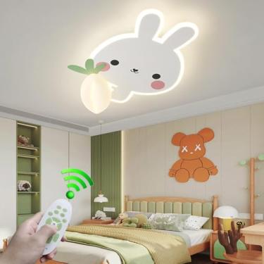 Imagem de Luminária de teto criativa com design de coelho de desenho animado, dimerizável, com controle remoto, 40W, ideal para quarto infantil, jardim de infância, escritório, quarto de dormir, resta