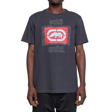 Imagem de Camiseta Ecko Casual Grafite Escuro Logo Vermelha Malha Algodão-Masculino