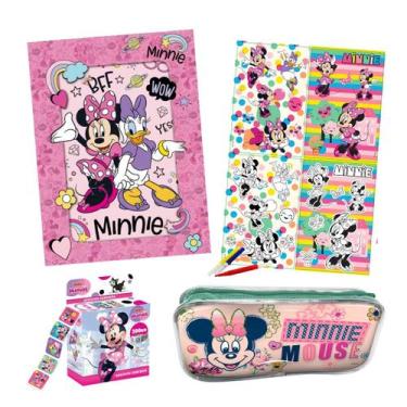 Imagem de Kit Material Escolar Princesas Disney Diário Magnético Estojo Rolo de 