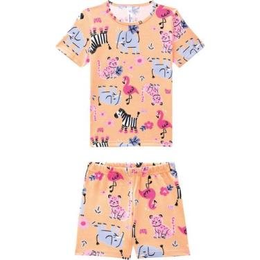Imagem de Pijama Infantil Menina Brilha Escuro Malwee Kids Ref. 131966 Cor:Laran