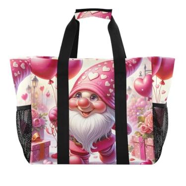 Imagem de ODAWA Bolsa aberta à prova d'água à prova de areia para mãe, bolsa grande à prova de areia rosa gnomo rosa para férias, Gnomo rosa, One Size