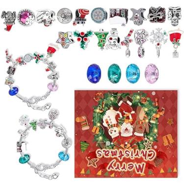 Imagem de ZJchao Kit de Fabricação de Pulseira de Natal, Contas de Artesanato DIY Com Pingente de maçã de Floco de Neve de árvore de Natal de Liga, para Meninas, Crianças, Caixa de Presente, (Tipo 2)