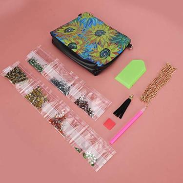 Imagem de HEEPDD Carteira de Pintura de Diamante, Ferramentas e Acessórios Kit de Artesanato DIY de Girassol Com Bolsa de Corrente para Iniciantes, Amigos e Colegas Carteira de Pintura de Diamante, Materiais de Arte Em Couro PU Preto