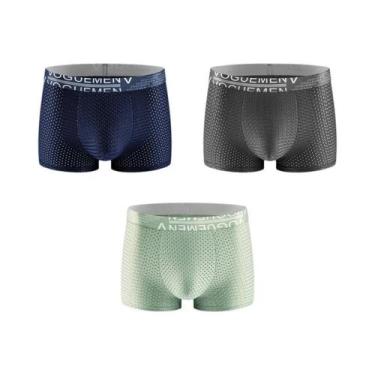 Imagem de Conjunto De 3 Cuecas Boxer Masculinas De Seda Gelada Tamanho Grande, L