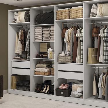 Imagem de Guarda-roupa Closet 4 Gavetas Kapperberg Adapt Branco 237cm