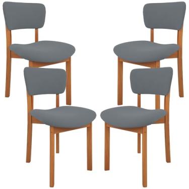 Imagem de Kit 04 Cadeiras Para Sala de Jantar Cozinha Living Estofada Dara L02 Suede Cinza - Lyam Decor