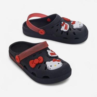 Imagem de Babuche Infantil Hello Kitty Hype Grendene Kids Preto-Feminino