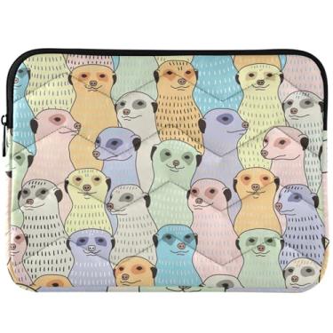 Imagem de Capa para notebook acolchoada com desenho animado Meerkats para MacBook Air de 13 polegadas, universal, 13 a 14 polegadas, capa acolchoada para laptop
