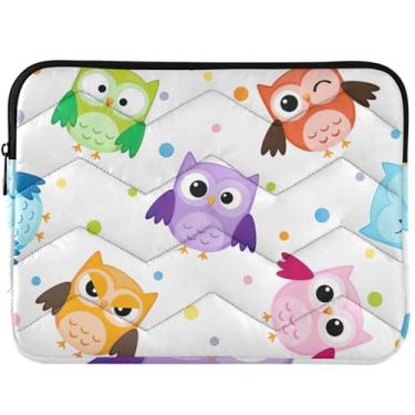 Imagem de Capa protetora de computador personalizada com corujas coloridas e fofas, pássaro, capa protetora para computador, capa para notebook universal de 13 polegadas, capa para laptop de 14 polegadas
