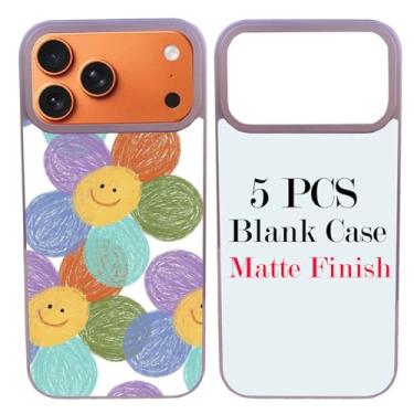 Imagem de JUSTRY Capa para celular com 5 peças de sublimação em branco compatível com iPhone 17 Pro, 6,3 polegadas, fácil de sublimar, faça você mesmo, 2 em 1, capa móvel de TPU macio 2 em 1 + inserções rosa