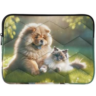 Imagem de Capa para notebook personalizada Chow Chow Dog fofo gato fofo capa para notebook universal 13-14 polegadas capa para laptop para MacBook Air 13 polegadas manga