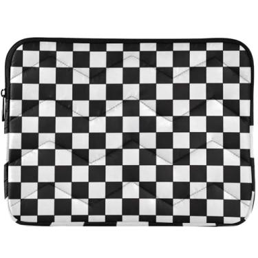 Imagem de Capa para notebook xadrez preta e branca personalizada para MacBook Air 13 polegadas capa protetora para laptop 13-14 polegadas universal