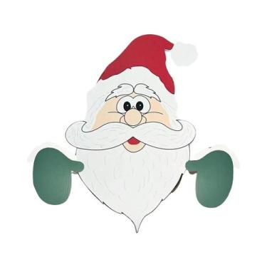 Imagem de Decoração De Natal Com Papai Noel Olhando Para Fora Da Cerca, Enfeite 