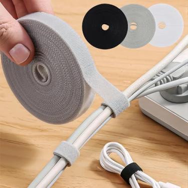 Imagem de 3 peças de rolo organizador de cabos 5 m reutilizável para gerenciamento de fio multicolorido