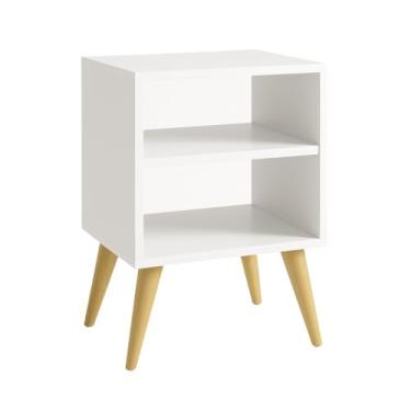 Imagem de Kit 2 Mesa De Cabeceira Criado Mudo Organizador Moderno Luxo Quarto Sala Escritorio Copa Branco mesa de cabeceira，criado mudo，criador mundo pra quarto(2 Mesas Cabeceira)