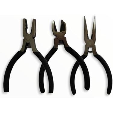 Imagem de Jogo com 3 Mini Alicates 4,5’’ – Alicate de Precisão, Kit Alicates Manuais, Ferramentas Profissionais – Preto, Bico, Corte e Universal em Aço Carbono para Eletrônica, Artesanato e Hobby