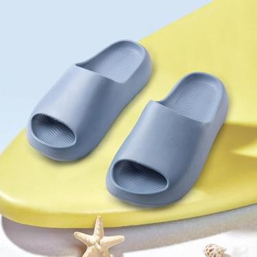 Imagem de Chinelo infantil leve e macio de EVA antiderrapante, bico aberto, sandálias confortáveis para crianças, meninos, meninas, banheiro, chuveiro, verão, piscina, praia, Azul escuro, 9.5-10 Toddler