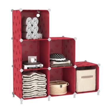 Imagem de UNKU Estante de prateleira aberta, organizador de armazenamento de 6 cubos, prateleira de exibição de 30 cm para CDs de livros, estante de livros DIY, prateleira de armazenamento ajustável para