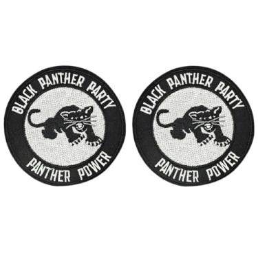Imagem de 2 peças de remendos bordados costurados a ferro em tecido compatíveis com Pantera Negra rugindo