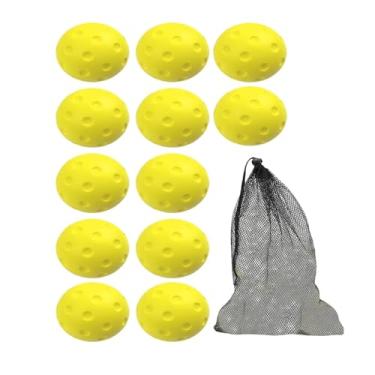 Imagem de Generic Conjunto de 12 bolas silenciosas de pickleball em espuma PU para melhorar a velocidade mãos no treino, com bolsa de malha para adultos e crianças, Amarelo