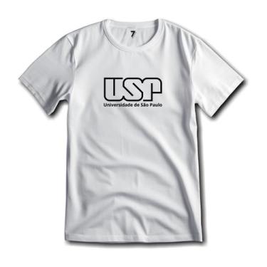 Imagem de Camiseta USP Logo Frente Grande Malha 100% Algodão Premium, GG, Branco