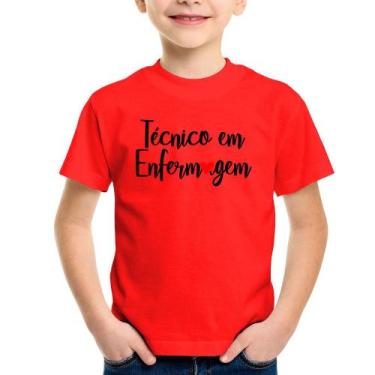 Imagem de Camiseta Infantil Técnico em Enfermagem - Foca na Moda, Vermelha, 14