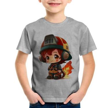 Imagem de Camiseta Infantil Bombeiro Mirim - Foca na Moda, Cinza, 6