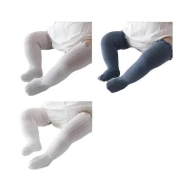 Imagem de Meias Longas De Algodão Com Renda Para Bebês Meninas, 3 Pares, Meias C