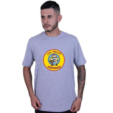 Imagem de Camiseta Unissex Algodão Los Pollos Hermanos Breaking Bad, Cinza, G