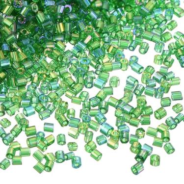 Imagem de Generic 1400 peças de contas de cornetim de vidro, tubo de 1,5 x 1,5 mm, mini espaçador de semente de vidro solto para brincos faça você mesmo, colares, pulseiras, fabricação de joias (verde escuro)