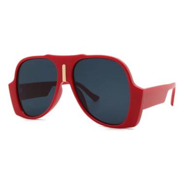 Imagem de Óculos de Sol Masculinos e Femininos Vintage, Modelos Grandes e Luxuosos, com Proteção UV400 (Vermelho)