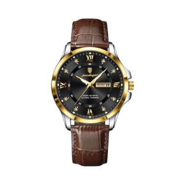 Imagem de Relógio De Pulso Masculino POEDAGAR De Couro Luminoso À Prova d'Água C