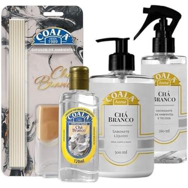 Imagem de Coala Kit Chá Branco Limpador Perfumado, Difusor de Ambientes, Sabonete Líquido e Odorizante