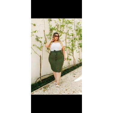 Imagem de Saia evacê verde militar plus size - Stillo, Verde, g2