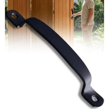 Imagem de Puxador Porta Camarão Preto Aluminio Correr Madeira Parafuso Preto