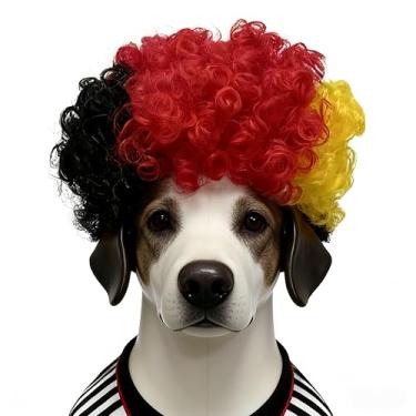 Imagem de Peruca de animal de estimação para fãs de futebol da Copa do Mundo, cabeça com bandeira nacional Crazy Cheer, acessórios ajustáveis para fantasia de cão/gato, para jogos de futebol, jogos olímpicos