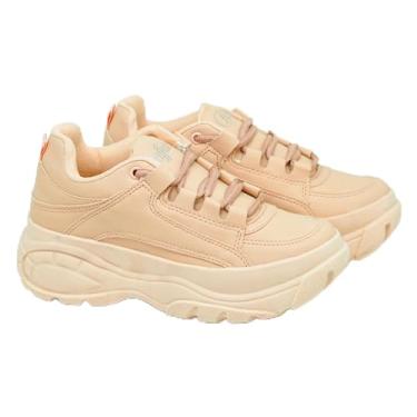 Imagem de Tênis Plataforma Feminino Chunky Flatform Bufalo Casual Confortável Sola Alta Moderna (Nude, BR, Adulto, Numérico, 38)