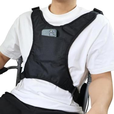 Imagem de Siomlana Cinto de segurança para cadeira de rodas para adultos, cinto de segurança para o peito, colete de retenção antiderrapante ajustável para pacientes com demência, idosos, grávidas, paralisados