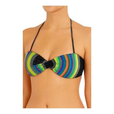 Imagem de Top De Biquíni sem alça Torcido Estampado Moda Praia - Corpo Dourado M